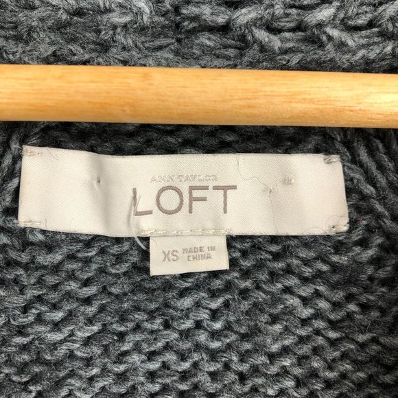 LOFT Women's Size X-Small Grey Alpaca Wool Blend Shawl Collar Knit Sweater - Picture 5 of 6